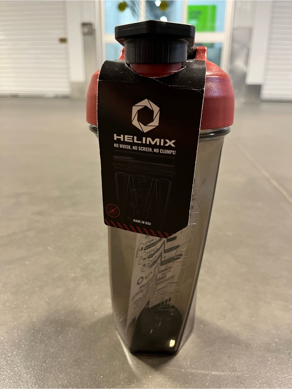 Helimix Protein Shaker Bottle in Red and Smoke